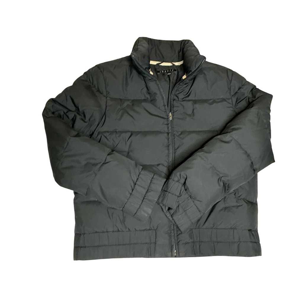 Theory Women's Black Puffer Jacket Down Insulated Full Zip Stand Collar Size S